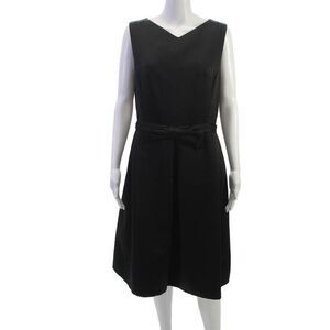 Trio Women A-Line Dress Black V-Neck Sleeveless Knee Length Size 10